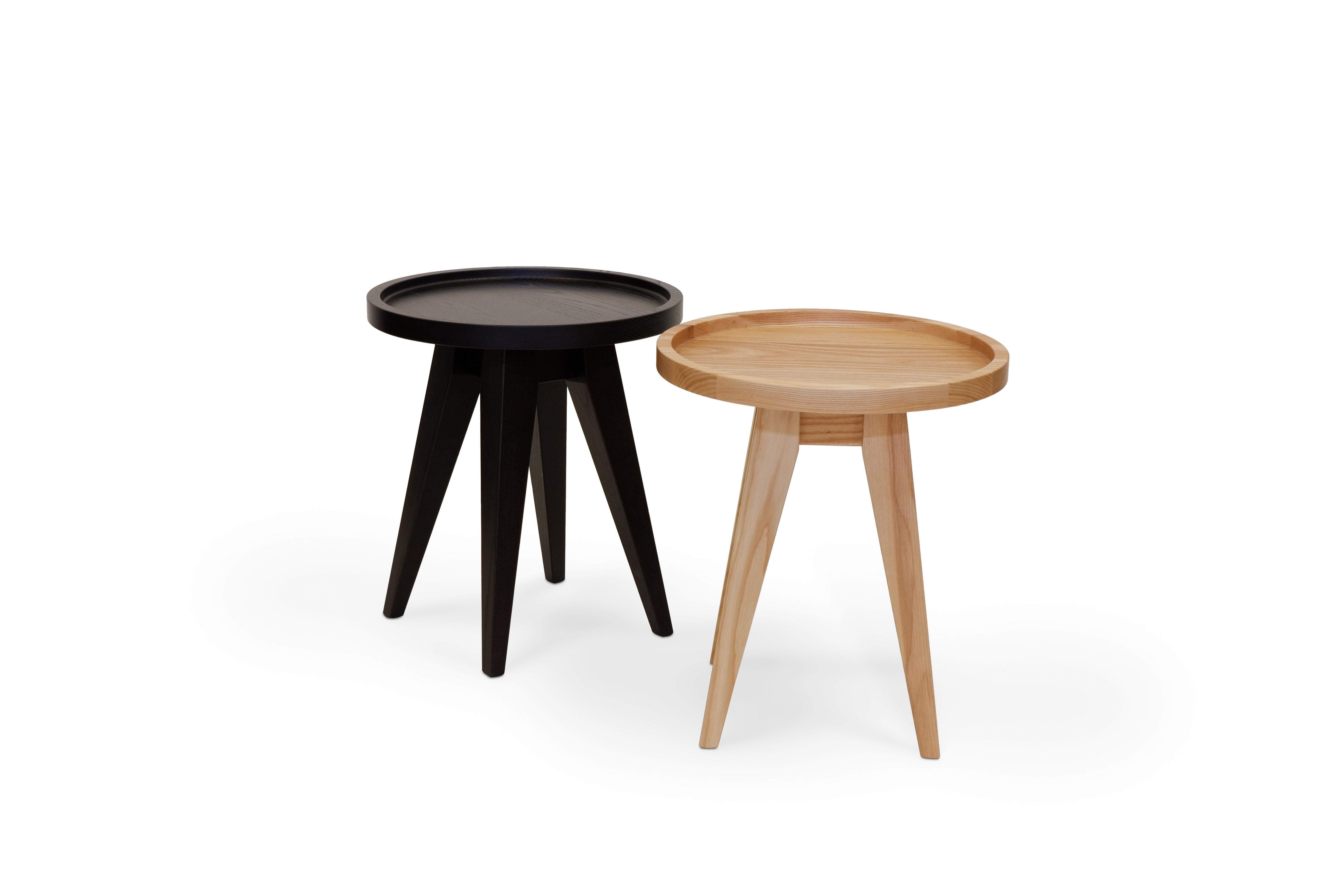 Stride Side Table Natural + Black Angle