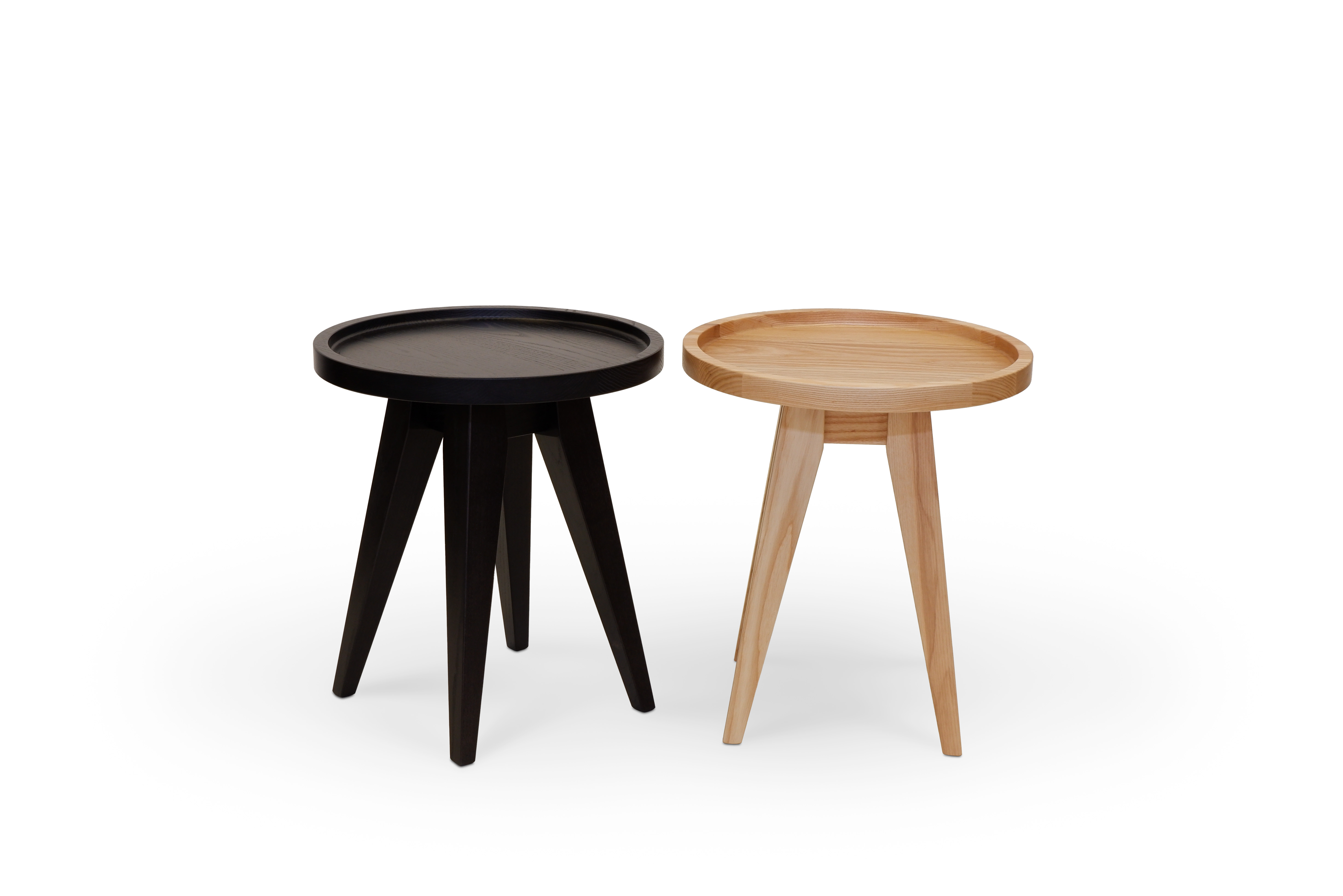 Stride Side Table Natural + Black Front